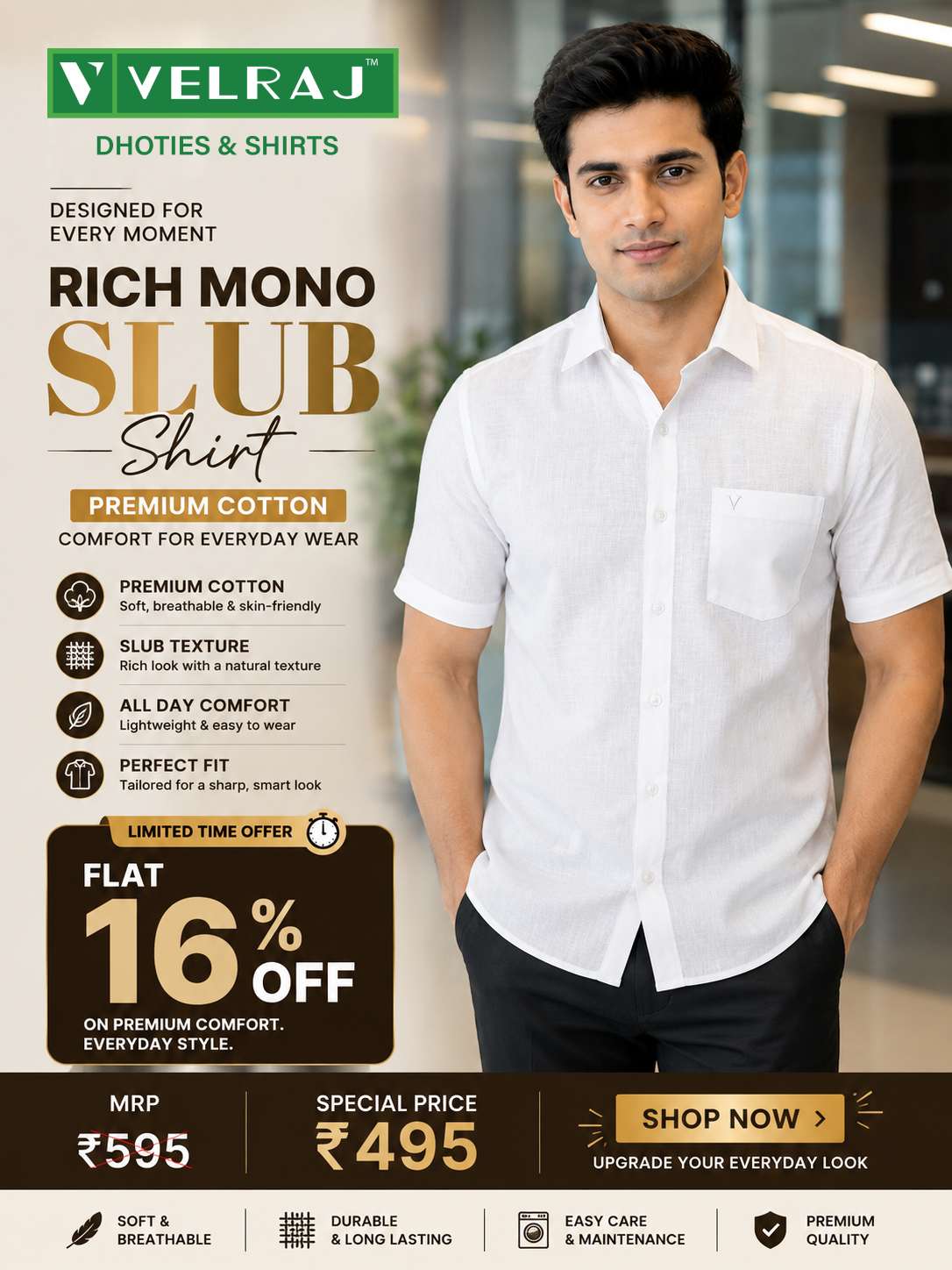 Rich Mono Slub Shirt – Premium Cotton Comfort for Everyday Wear