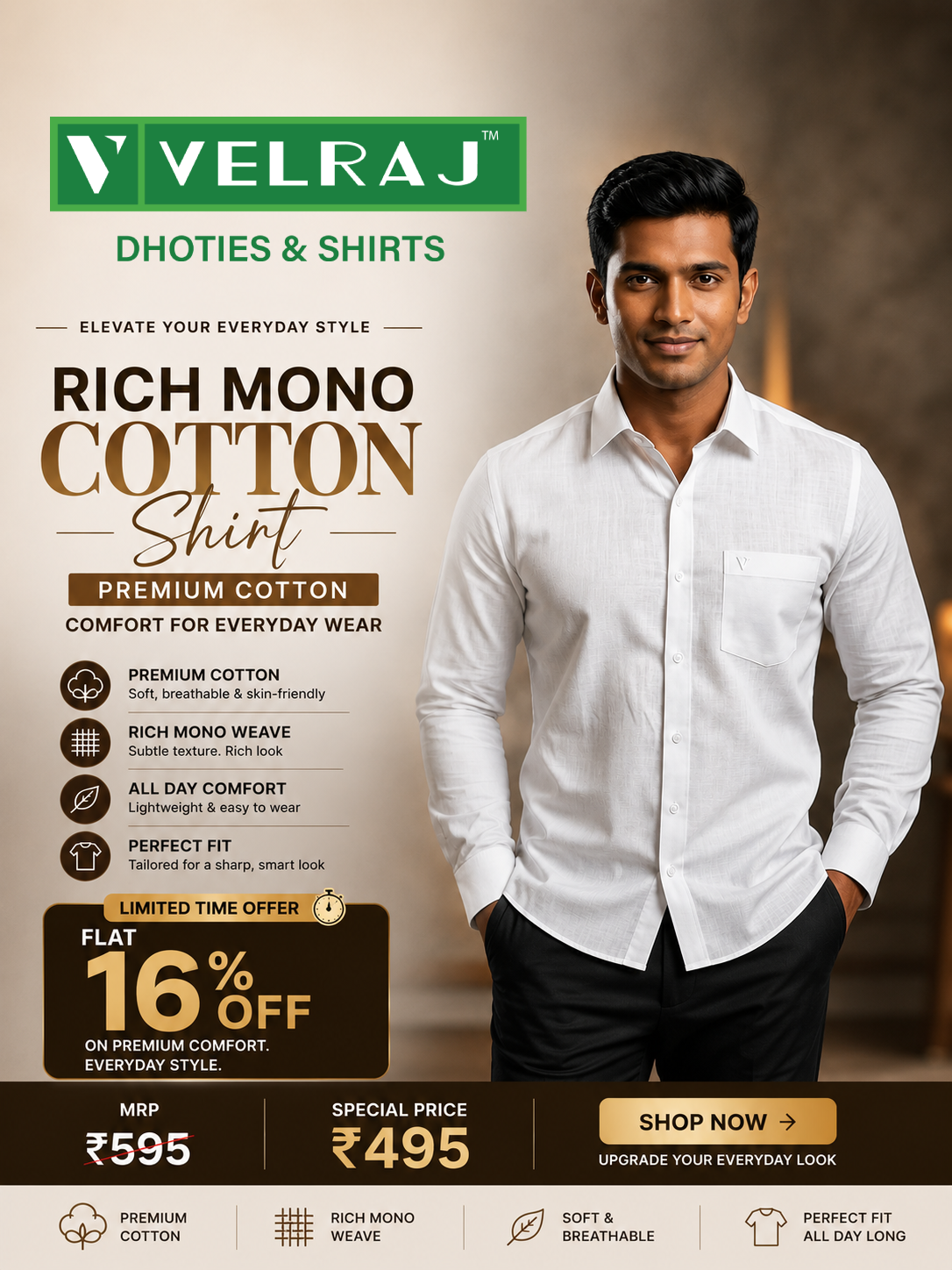 Rich Mono Cotton Shirt – Luxury Cotton Comfort for Everyday Wear