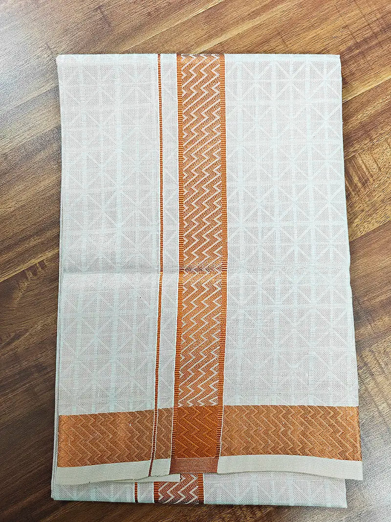 Premium Copper Tissue Jacquard Matrix pattern Shirt with Matching Dhoti Set