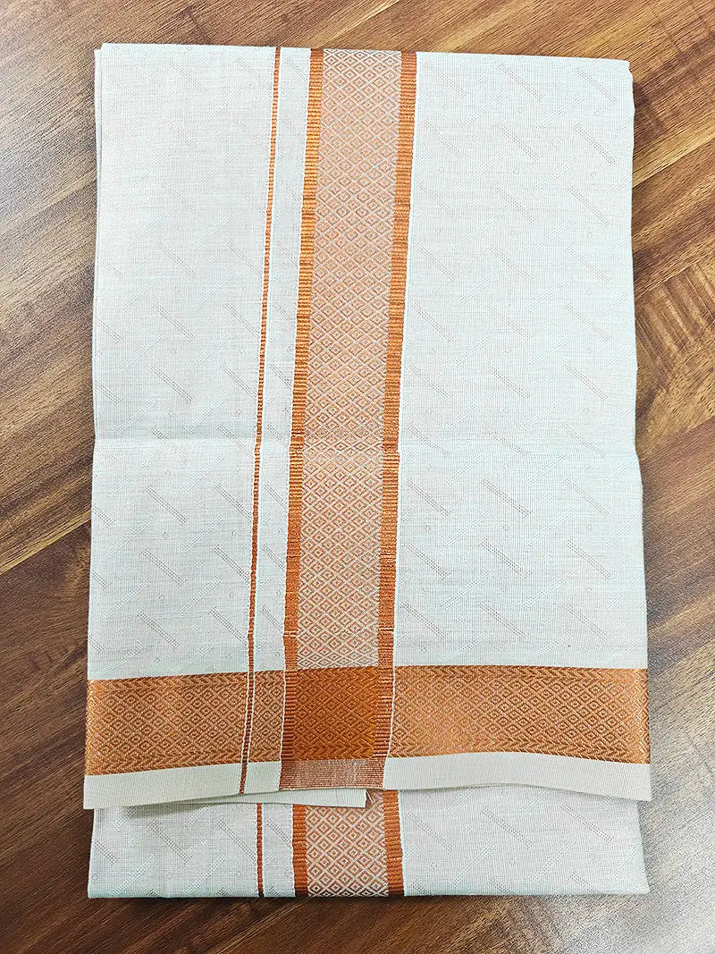 Premium Copper Tissue Jacquard Wave pattern Shirt with Matching Dhoti Set