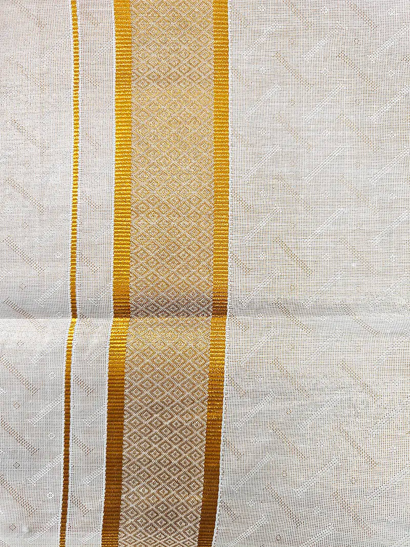 Royal Gold Tissue Matching Set (Shirt & Dhoti) Premium Ethnic Collection : Embossed Wave Pattern